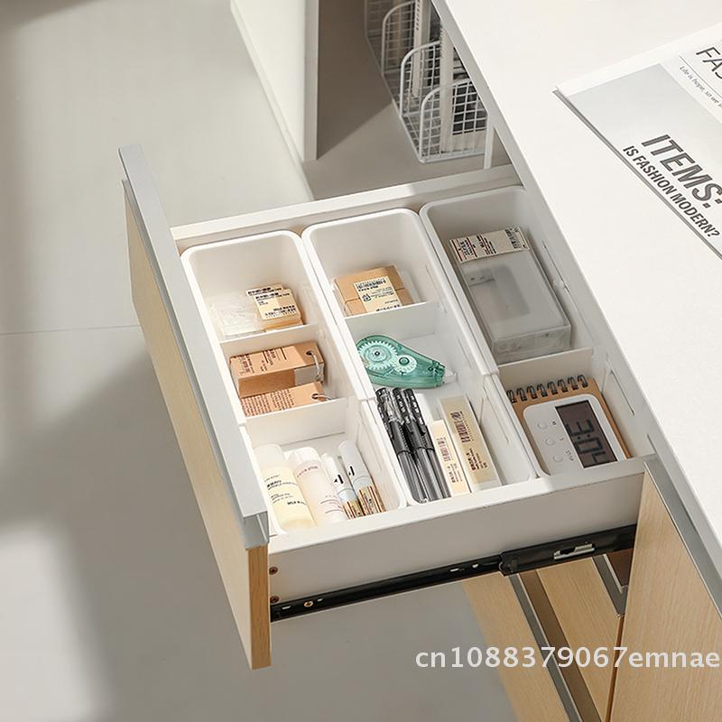 1PC Telescopic Pull-out Storage Box Drawer Plastic Organizer for Bedroom Study Cosmetic Partition Home Storage Solution