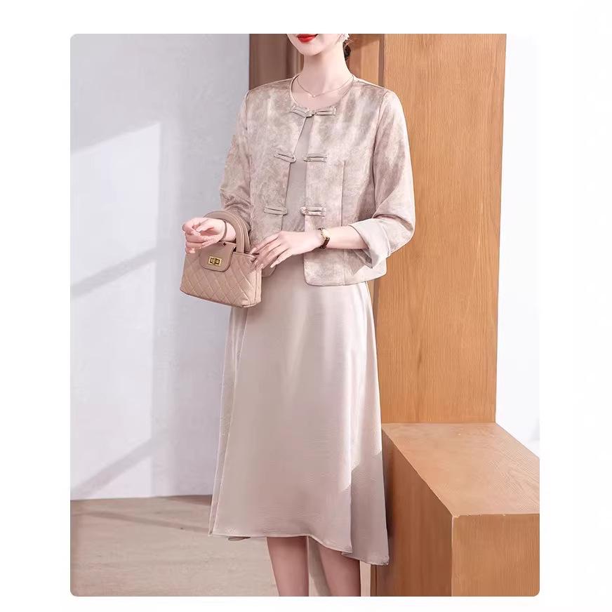 

Vintage-Inspired Vertical Stripe Long Sleeve Shirt Collar Dress for Young Mothers XL [Recommended under 105 lbs]