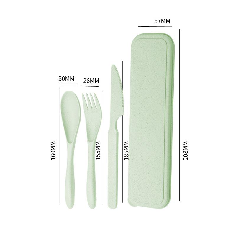 Eco Friendly Wheat Straw Portable Cutlery Set Fork Spoon Knife Reusable Lightweight Travel Utensils with Carrying Case