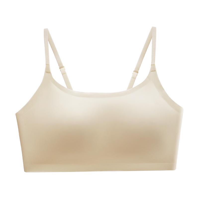 Dámská bezešvá tílka z ledového hedvábí v japonském stylu s prsními vycpávkami - U-střih, bez zad