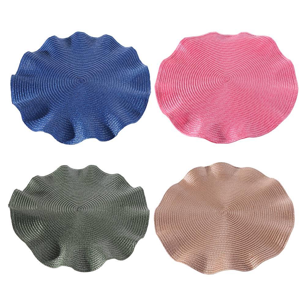 4Pcs Heat-resistant Table Mat Corrugated Edge Coaster Household Braided Placemat  Restaurant