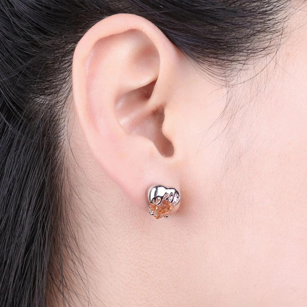 Nowość Miodowe Serce 9,2 ct Kamień Szlachetny w Kolorze Morganitu Srebro Próby 925 Kolczyki Sztyfty dla Kobiety Biżuteria Modowa