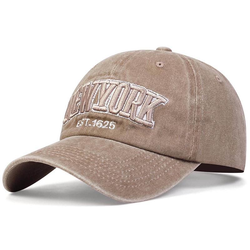 Embroidered 'NEW YORK' Baseball Cap - Washed Fabric, Spring & Autumn Style