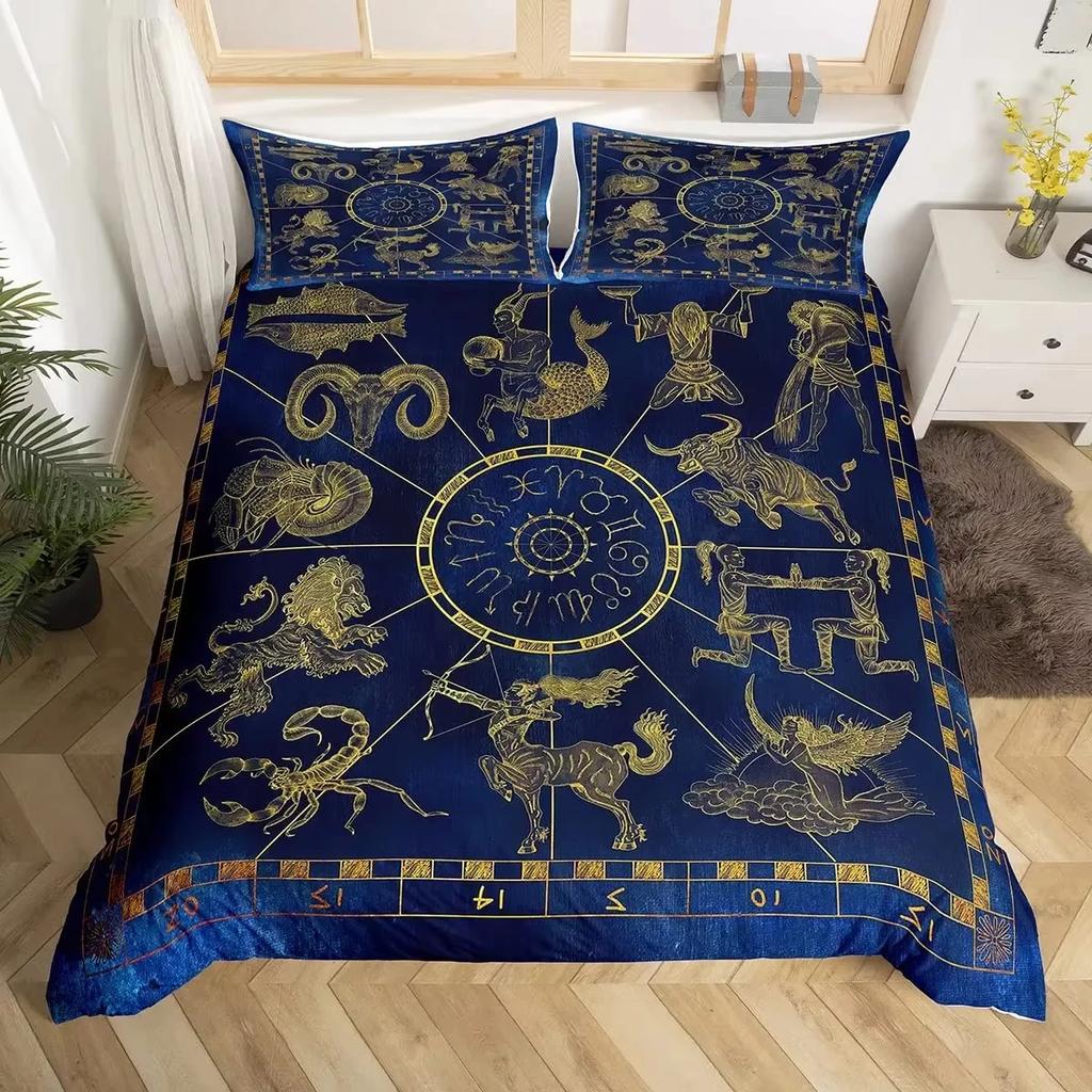 The Zodiac Bedding Set Twelve Constellations Duvet Cover Set Boys Girls Astrology Comforter Covers Set 2/3 Pcs Bohemian Style