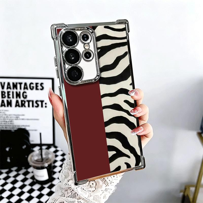 

Leopard Print Trend Desgin Plating Phone Case For Samsung Galaxy S24 S25 FE S26 Edge S23 Ultra S22 S21 Plus S20 Anti-Fall Airaba Samsung S25 Ultra