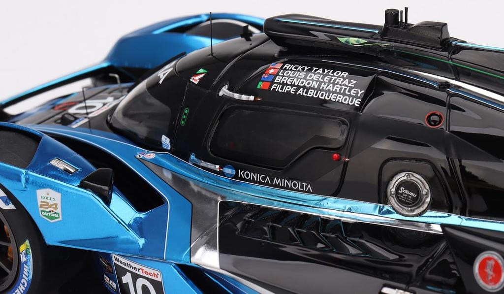 NEJVYŠŠÍ RYCHLOST Acura GTP IMSA Daytona 24 hodin 2023 2. místo vůz Konica Minolta Acura Dokončený produkt ARX-06 #10 v měřítku 1/18