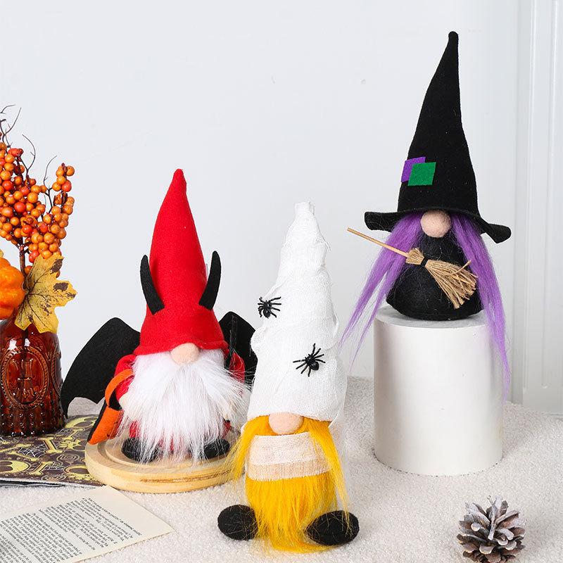 Halloween Decorations: Cute Witch, Bat, Faceless Old Man Doll, Dwarf Figurine, Halloween Party Props