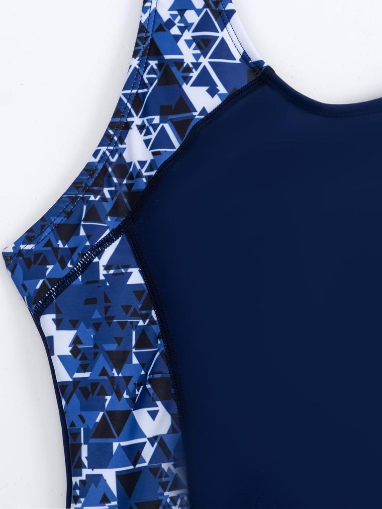 Neuer europäisch-amerikanischer bedruckter Patchwork-Badeanzug für Damen, konservativ, Sport