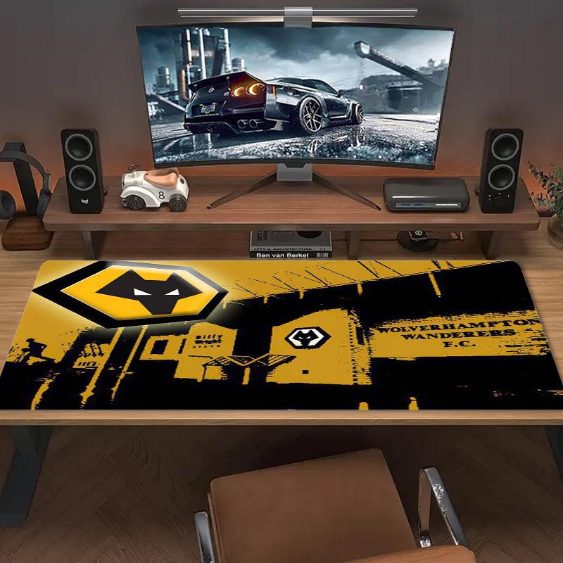 Wolves FC Farbiges Mauspads Großes Gaming Tischkissen Rutschfeste Laptop Tablet Großes Mauspads XXL Matte Mini PC Spielmatte Mit Verriegeltem Rand