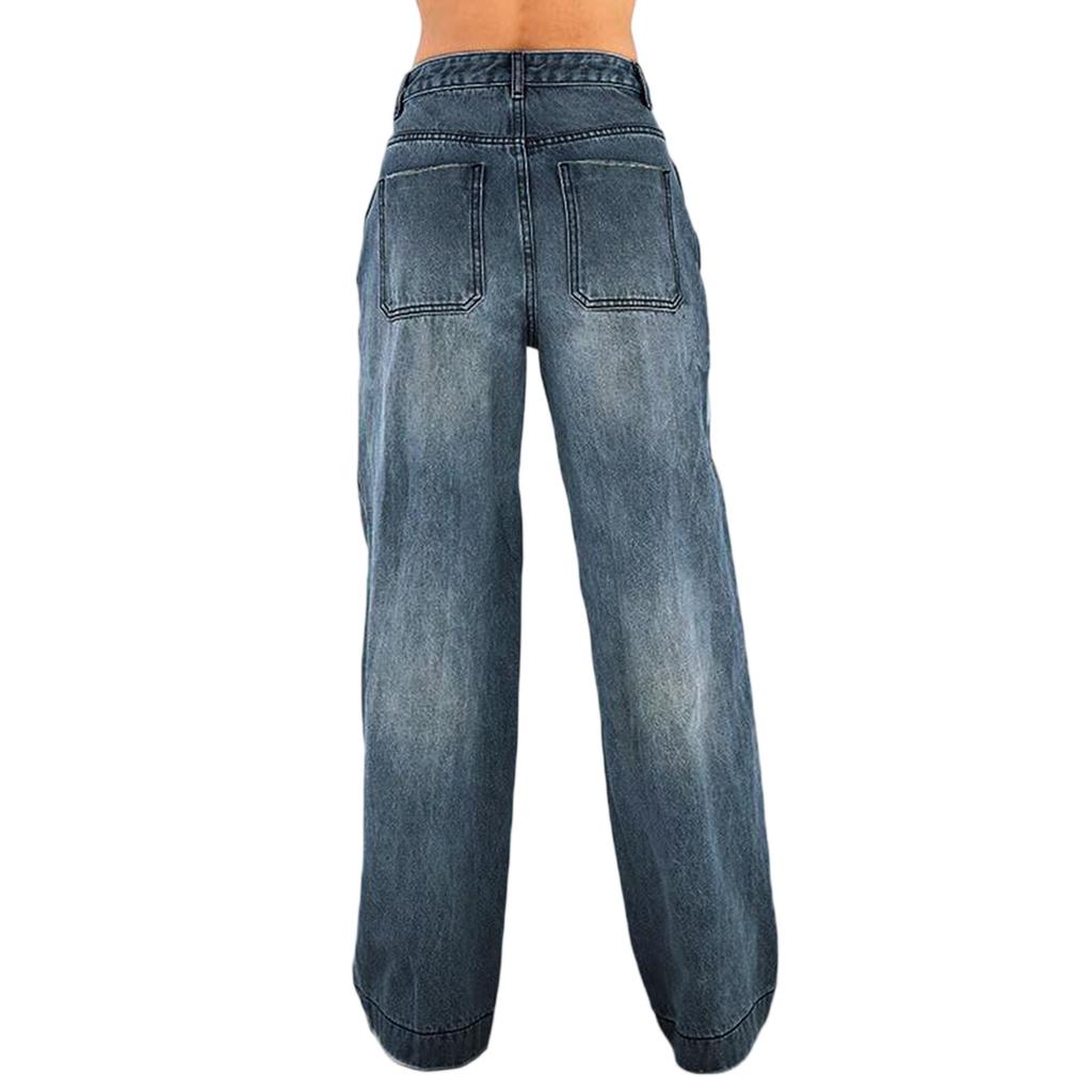 Women's Fashionable Color Pocket Casual Versatile Straight Leg Jeans