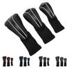 3pcs Club Head Cover with Spare Number Plates Long Neck Scratch Proof Breathable PU Club Headcover F