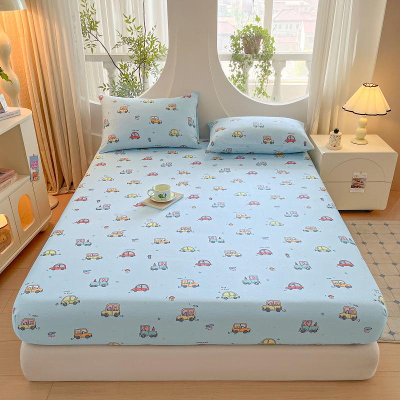 100% Cotton Fitted Sheet: Soft, Printed, Moisture-Wicking, Sweat-Absorbing, Anti-Static Mattress Protector