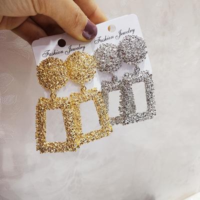 Vintage Multicolor Geometric Shape Big Drop Earrings for Women Party Earring Jewelry Carved Metal Earing Fashion Jewelry Trendy Gift