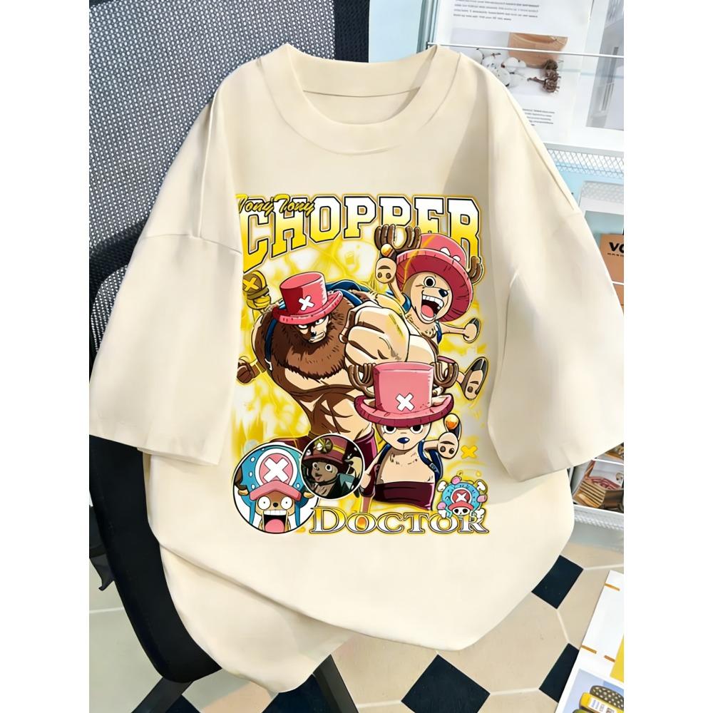 Plus Size One Piece Anime Printed Men and Women Tshirt Casual Parent Child Top Fashion Harajuku Style Street Wear Summer Y2K