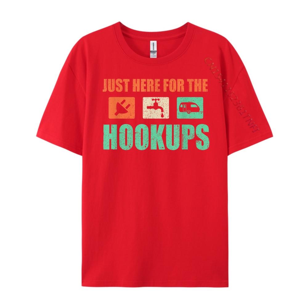 

Just Here For The Hookups Shirt Motorhome Camping RV Black T Shirt Mens Clothing Graphic S