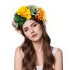 Colorful Rose Flower Headband for Music Festival Artificial Flower Wreath Hairhoop Wedding Bride Dressingup Accessory