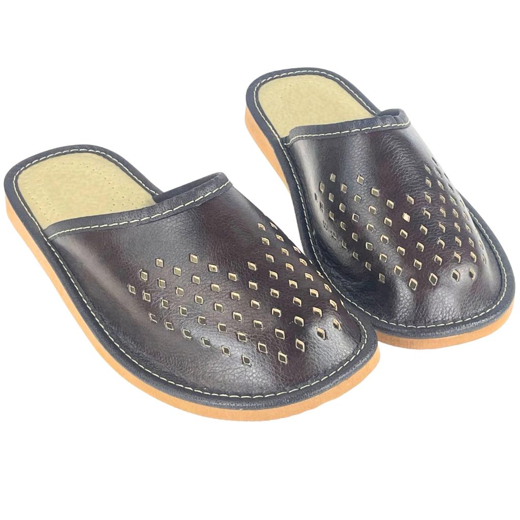 Brown Men's Slippers with Holes On the Upper, Airy Men's Slippers 41