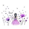 Tulip Girl Wall Sticker For Girls Room Decor Butterfly Self-adhesive Removable Vinyl Mural Decals Kids Room Background Wallpaper
