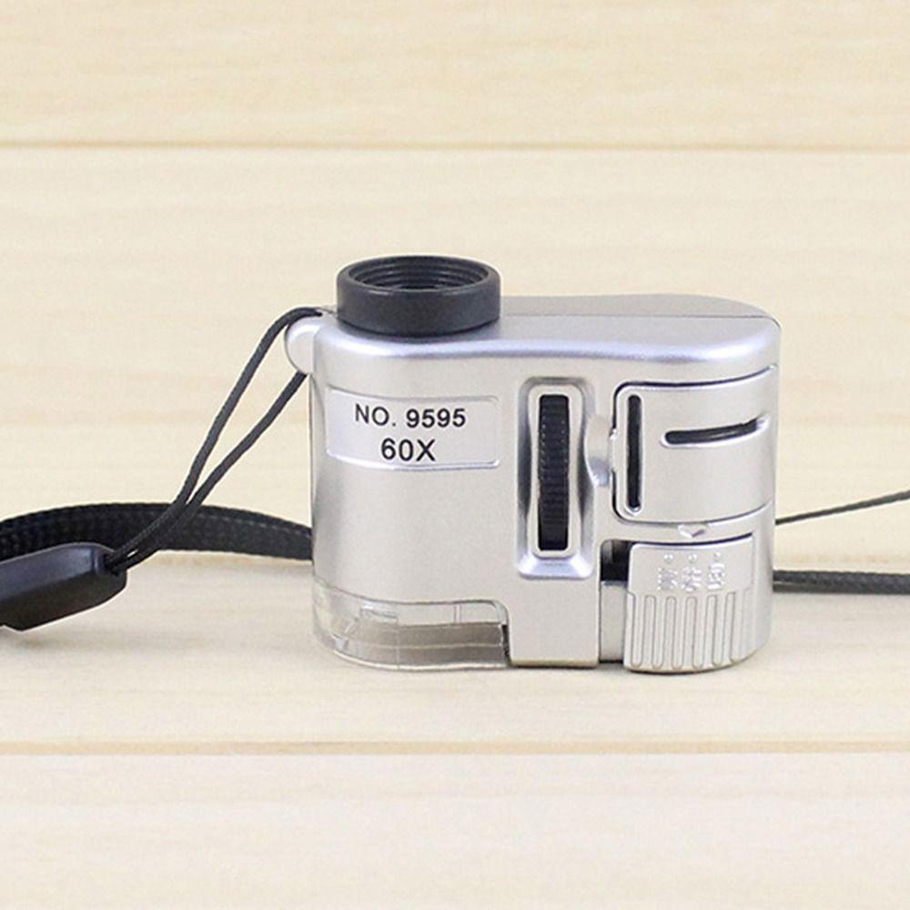 

With LED Light Pocket Microscope Loupe Handheld Magnifying Glass Portable UV Currency Detector