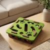 Felt Cat Toy Box Cutout Openings Maze Interactive Ball Batting Square Green Brown with 1