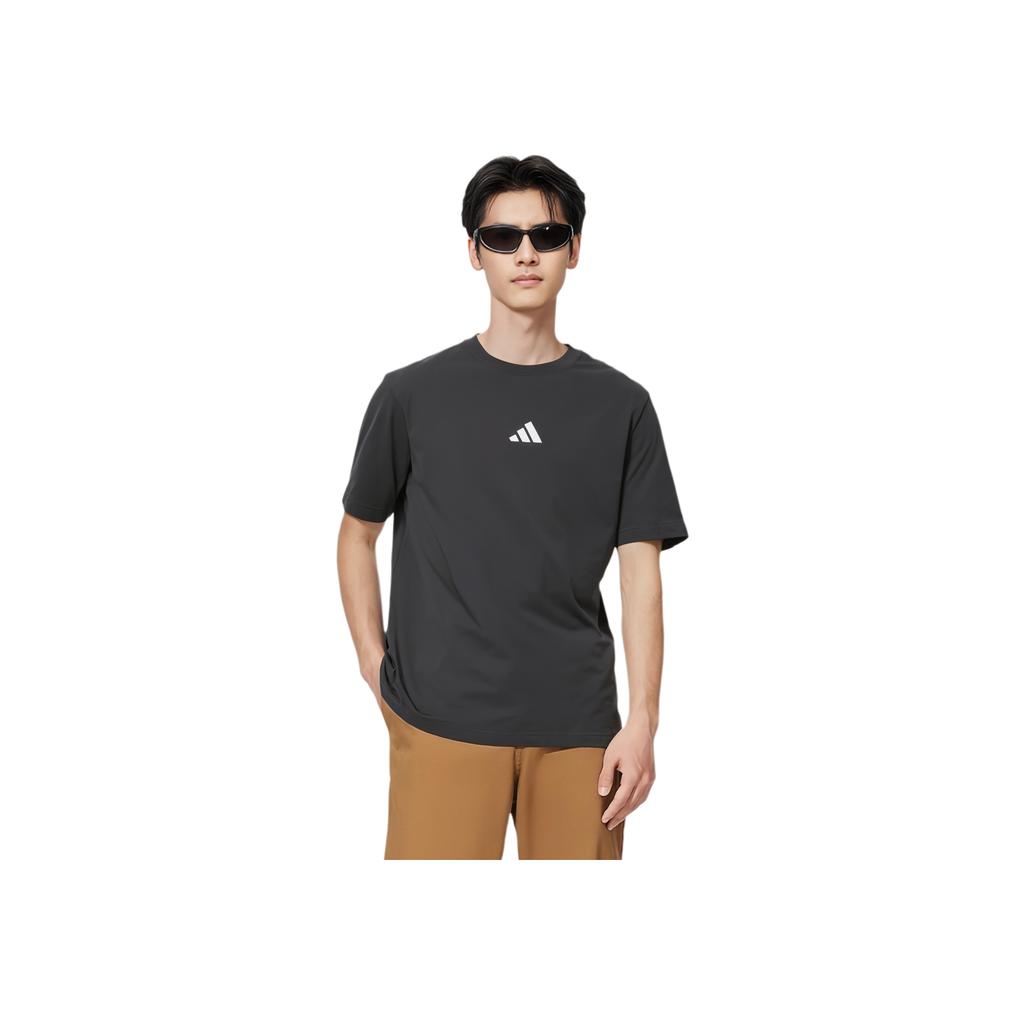 Adidas Essentials Sportswear Logo Crew Neck Short Sleeve T-Shirt Men Tops Black JE9024