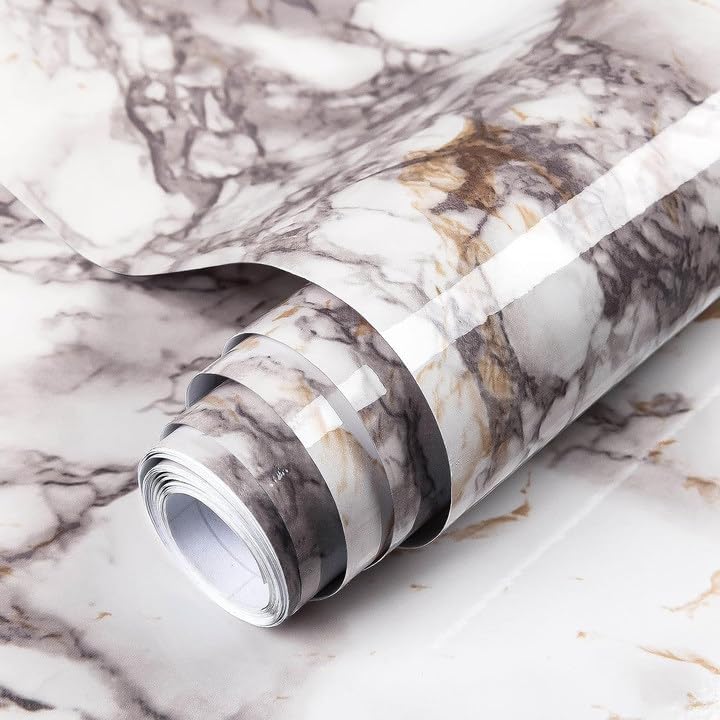 Modern Marble Peel & Stick Wallpaper - Waterproof PVC Self-Adhesive Vinyl for Kitchen Bathroom Cabinets Walls - DIY Home Decor