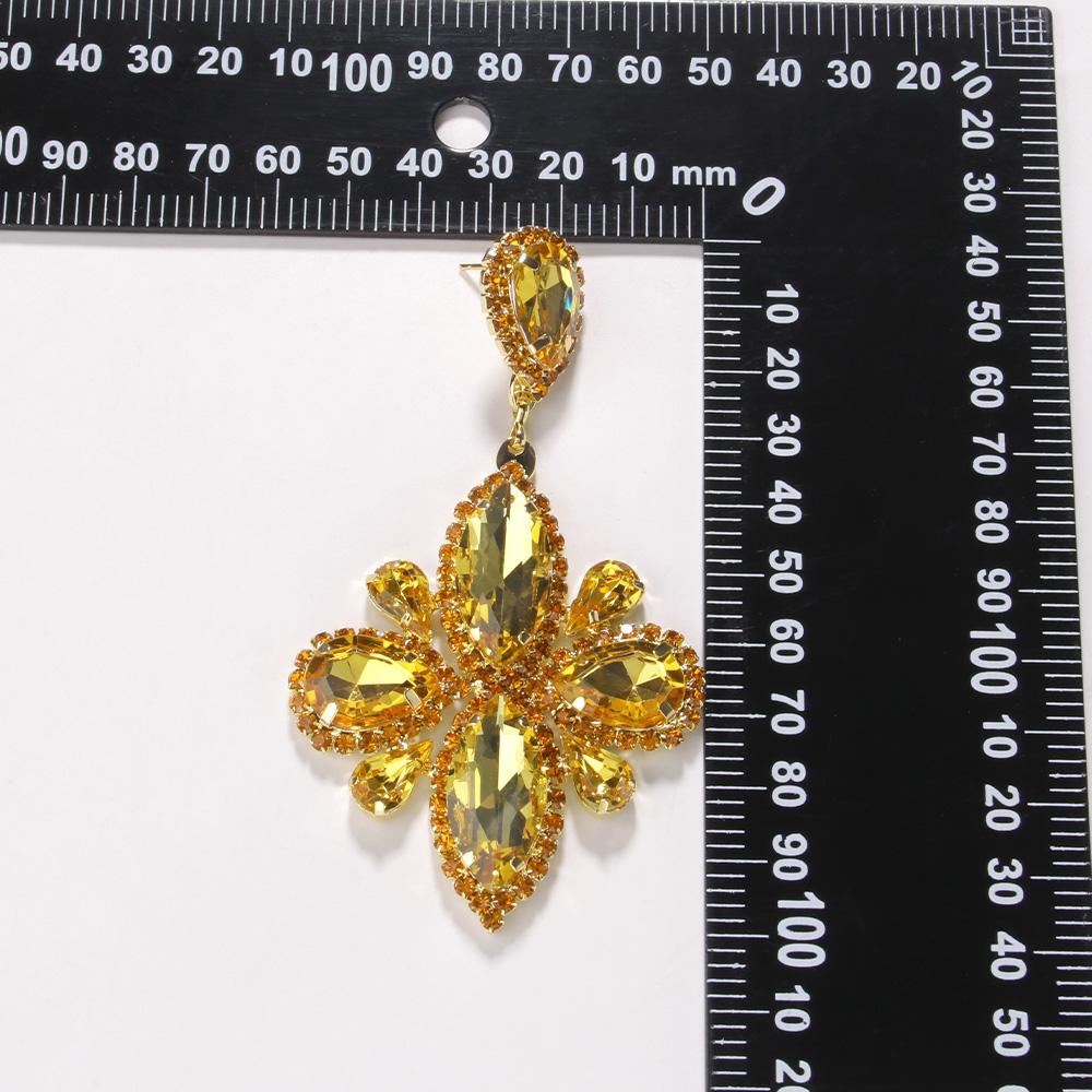 Stonefans Rhinestone Water Drop Earrings Handmade for Women Drag Queen Large Crystal Exaggerate Dangle Earrings Accessories