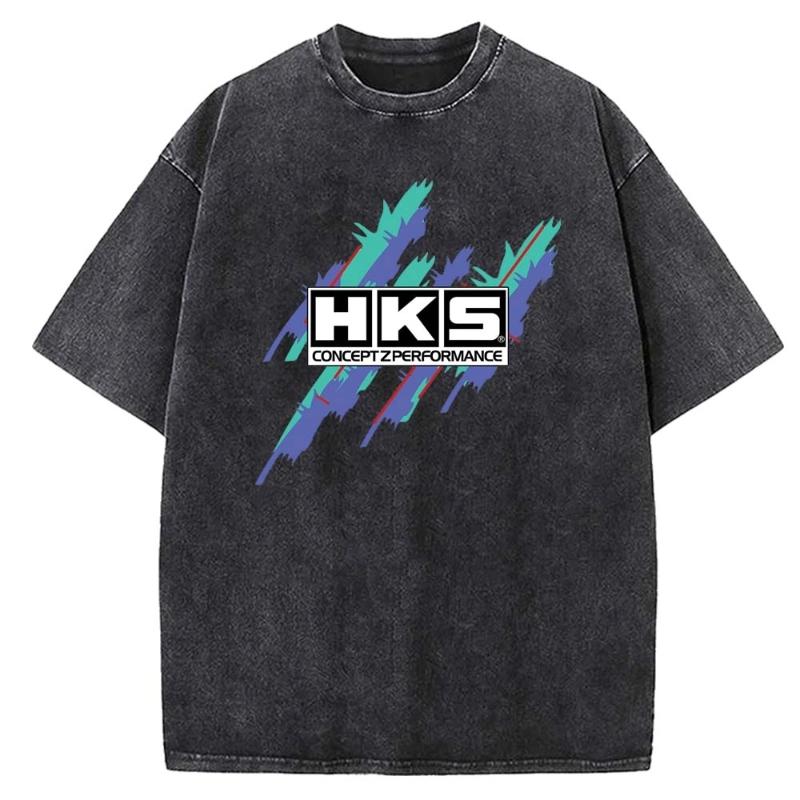 Summer Tops Men Women Washed T Shirts HKS Sport Shirt Casual Loose Punk T-shirt Harajuku Tops Shirt Funny Sport Jogging Shirt