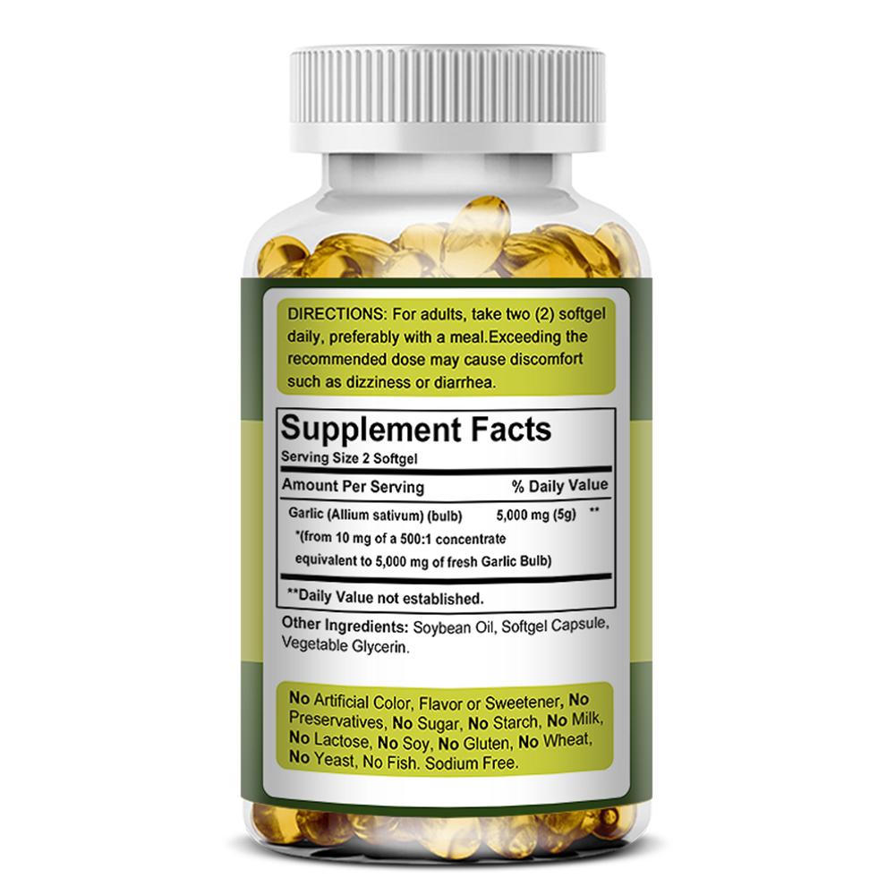 Garlic oil, soybean oil, 5000mg 120 Softgels Dietary Supplement