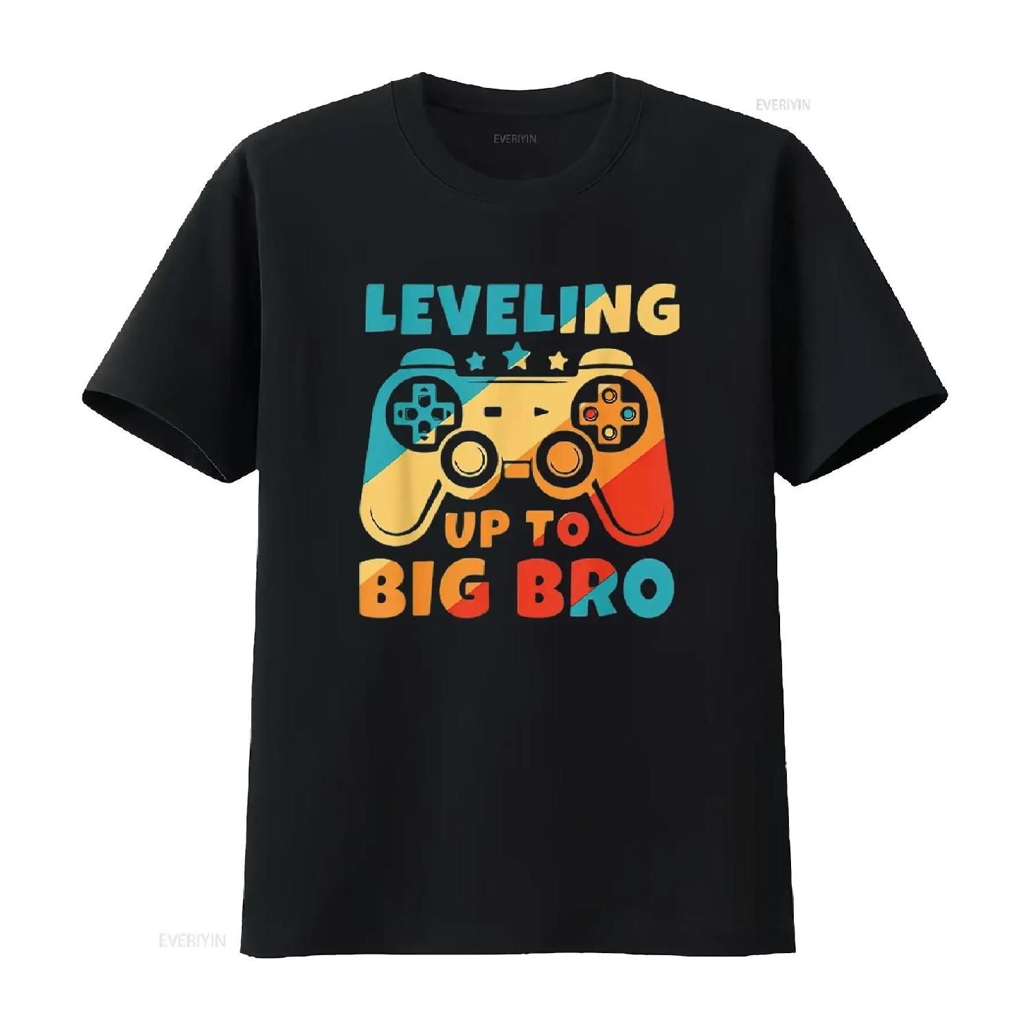 Leveling up to Big Bro New Brother Funny Gamer Womens T Shirt vintage Washed streetwear designer clothes Breathable XXXXXL разноцветный