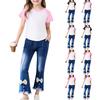 Girls' Raglan Tee Set -Short Sleeve & Jeans Outfit