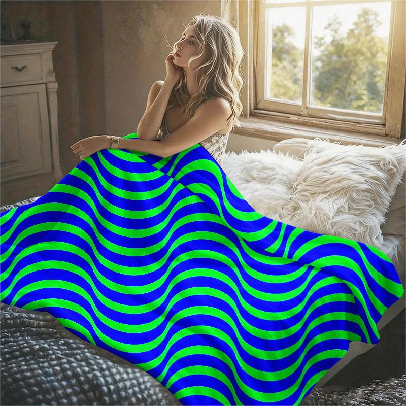 Neon Wave Swirl Flannel Blanket Warm Soft Halloween Christmas Decorative Couch Warm Cozy All-Season Gift