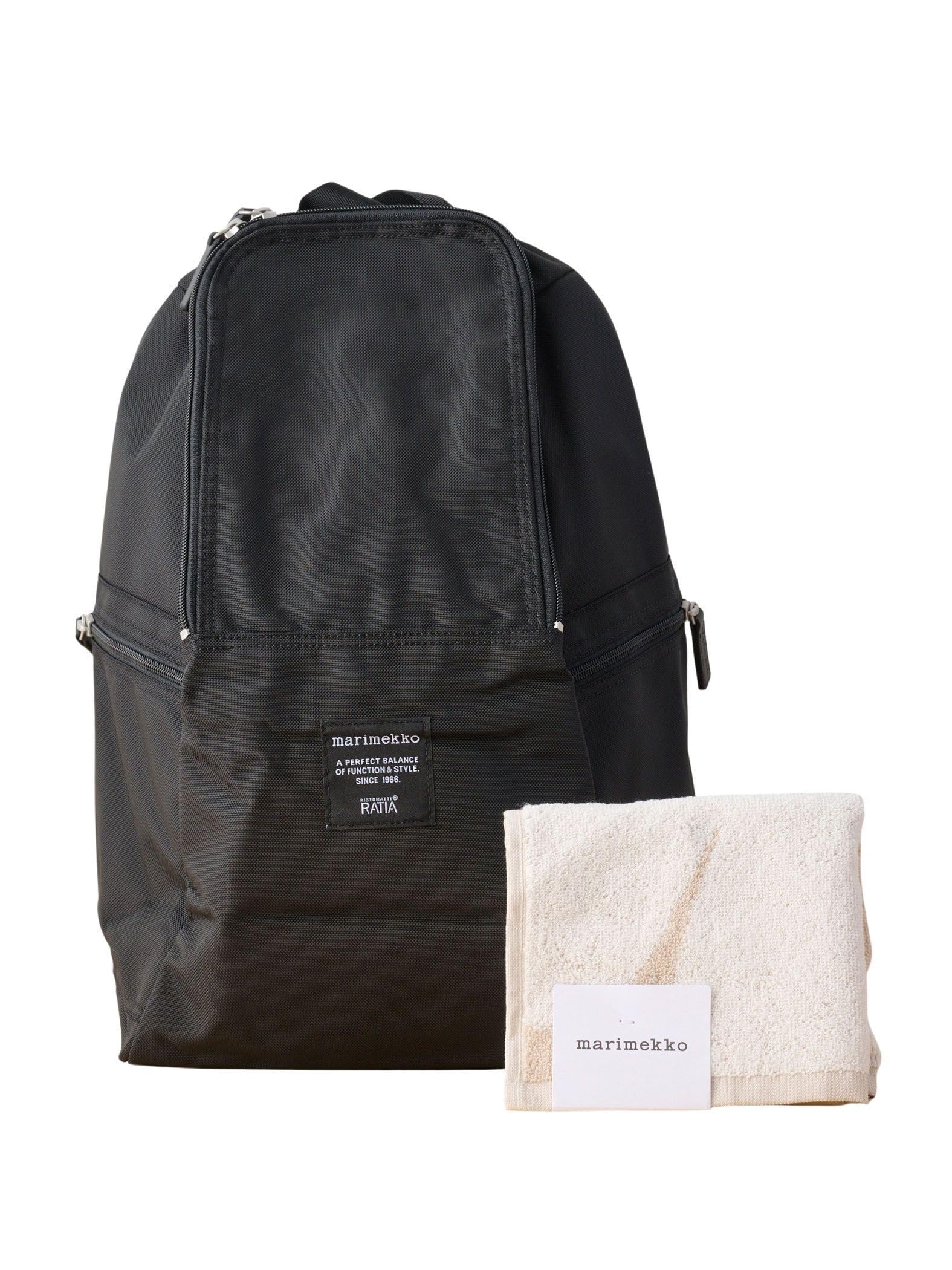 Набор: Рюкзак Marimekko Metro и Мини-полотенце Unikko (Женский, Размер 52152259900086, ЧерныйБежевый)