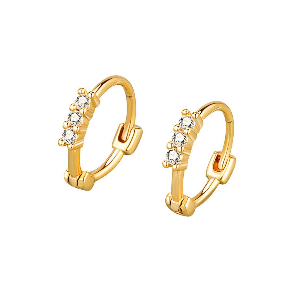 Gold Geometric Single Row Diamond Stud Earrings Elegant Rhinestone Ear Clips High End Fashion Jewelry For Women