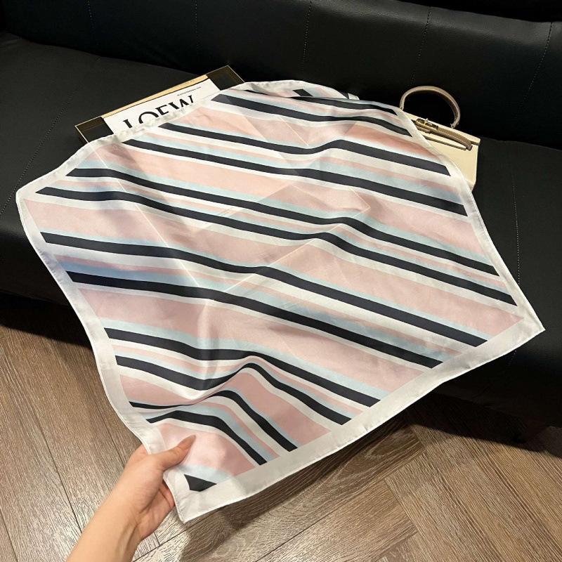 Fashion Black and White Printing Temperament Square Scarf Imitation Silk Korean Version Decorative Scarf Scarf Professional Decorative Shawl Silk Scar