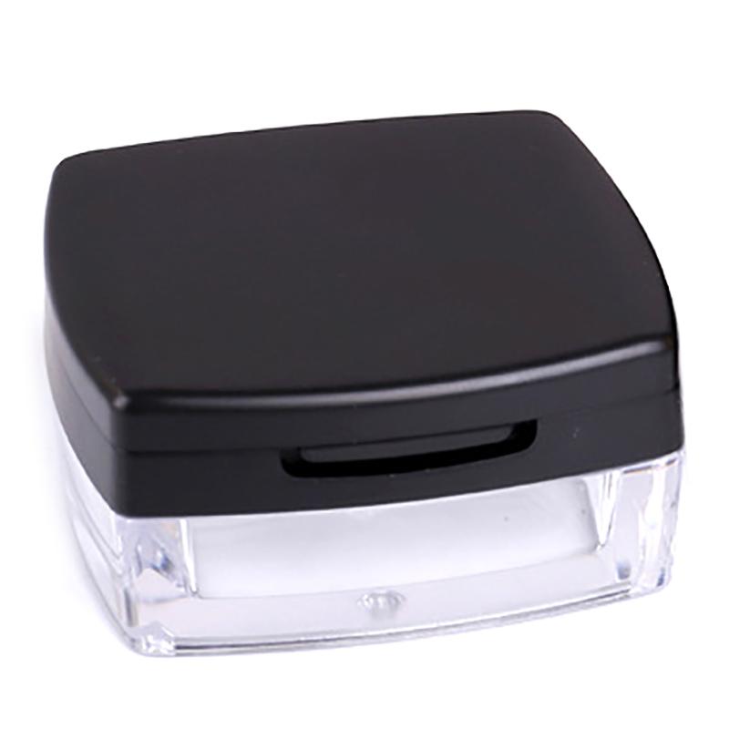 

6G Пластиковая банка с ситом Пустая косметическая емкость Черная матовая крышка Компактная портативная коробка для макияжа