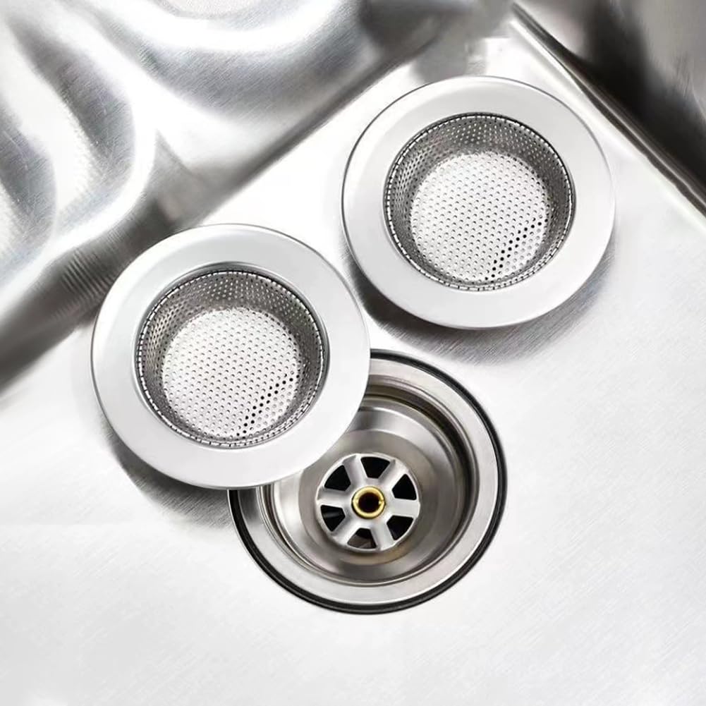 2 Pack - Black Kitchen Sink Strainer, Stainless Steel, Anti-Clogging, Large Wide Rim 4.5 Inch Diameter,Black