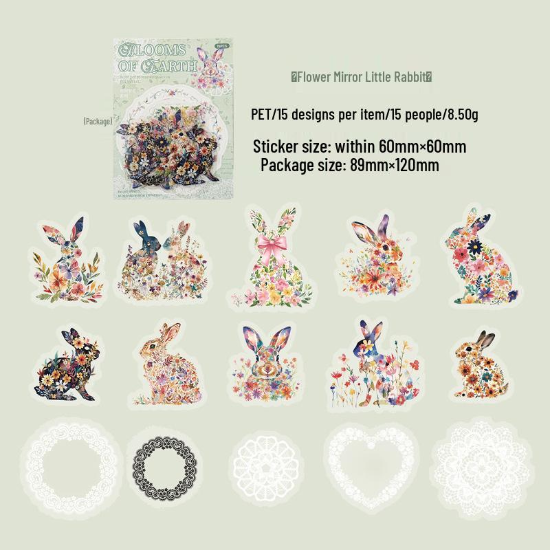 Yi Niao Blossoms Series Flower-Themed PET Sticker Pack - 6 Designs for Journals