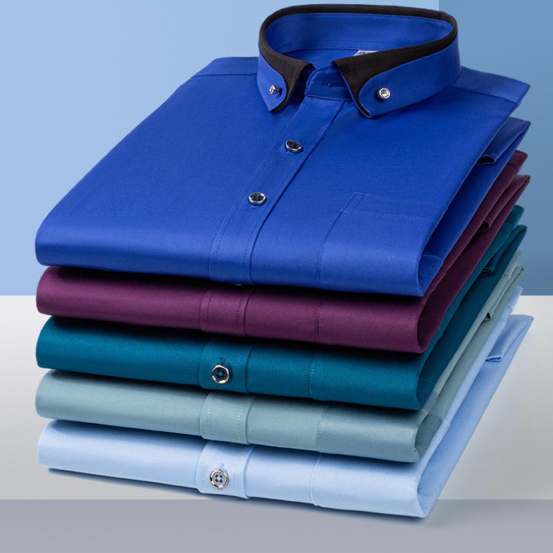 Cozy Up Herrenhemd mit Umschlagmanschette, normale Passform, lange Ärmel, Speerkragen, Manschettenknöpfe aus Metall