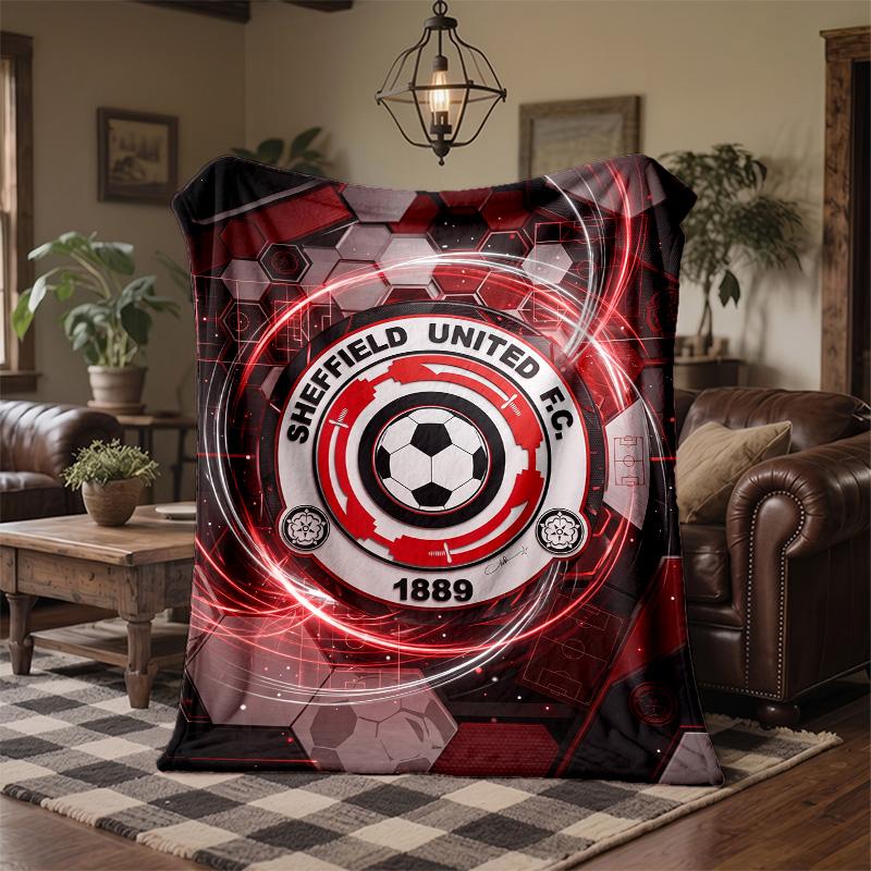 Sheffield United Football Print Flannel Blanket Soft Warm Sofa Bed Throw Blanket For Home Office Bedroom