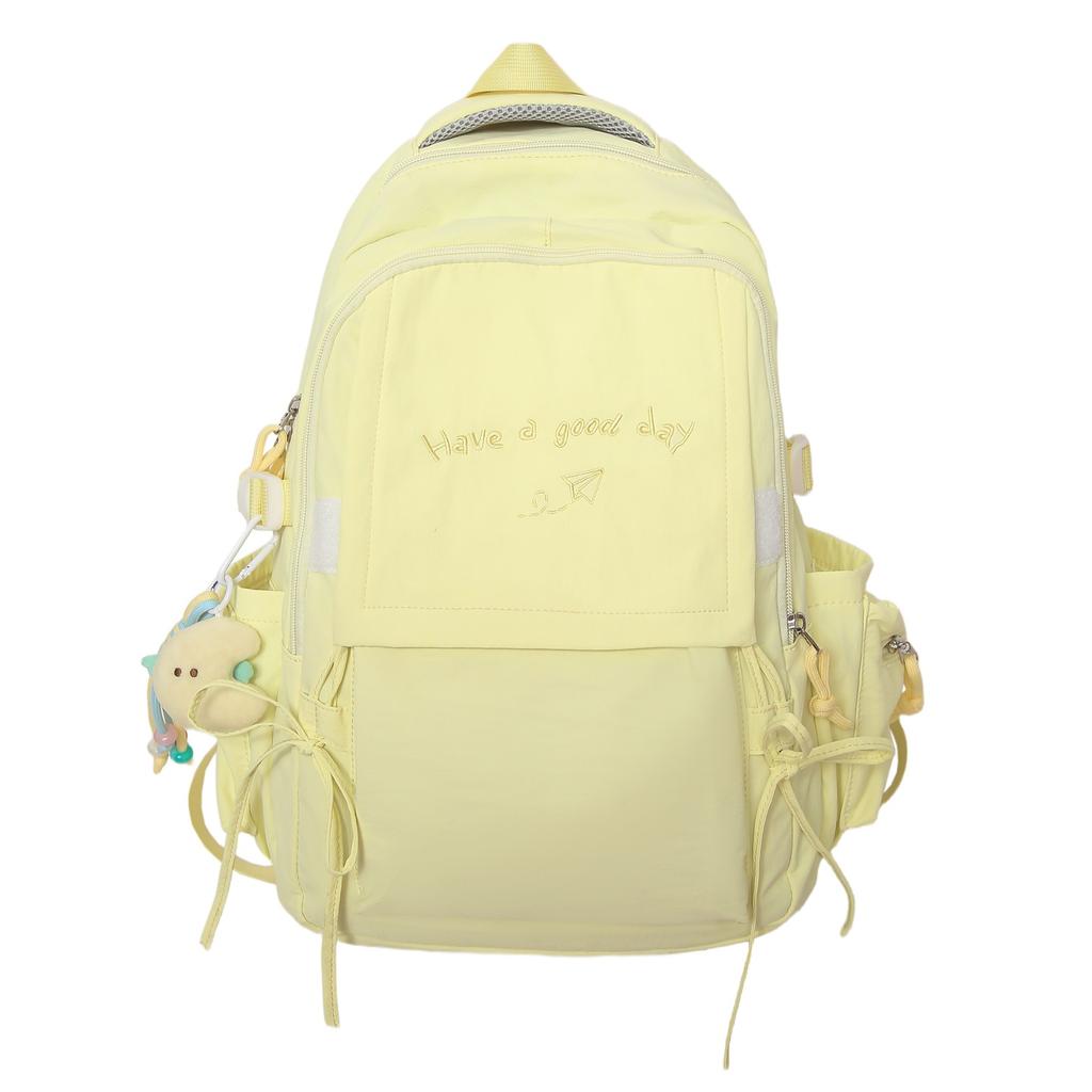 Winter New High-Value Solid Color Lightweight Student Backpack for Girls, Elementary and Middle School Students, Letter Backpack