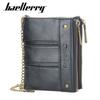 Wallet Men's Short Style European American Retro Multi Card Chain Soft Leather Clip Zipper Coin Purse
