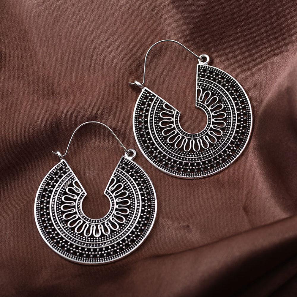 SUMENG 2024 New Vintage Ethnic Hollow Flower Gypsy Dangle Trible Drop Earring for Women Indian Fashion Jewelry Gifts