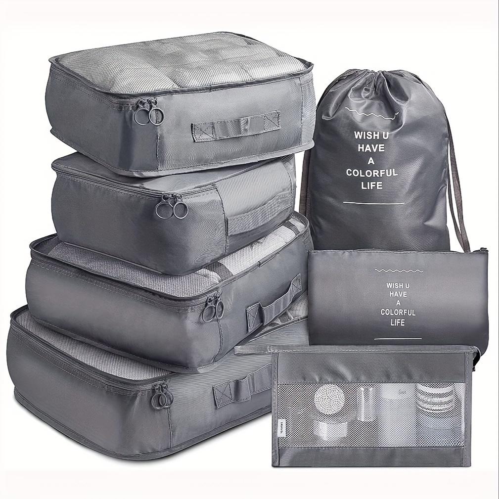 7Pcs/set Travel Luggage Packing Organizers Set With Toiletry Bag, Clothing Classification Storage Bag