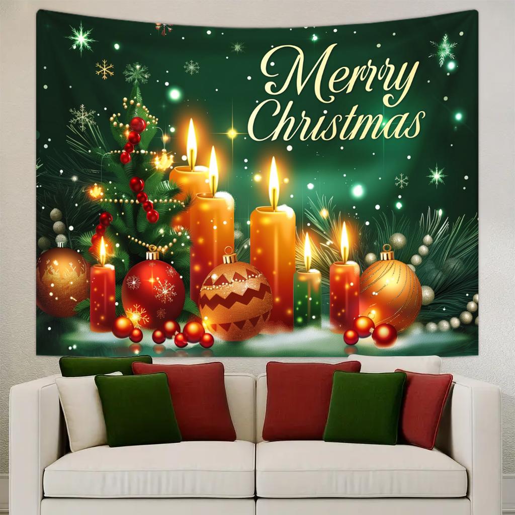 1pc Christmas Decoration Poster Tapestry, Christmas Tree Snow Scene Decoration Photography Background Banner