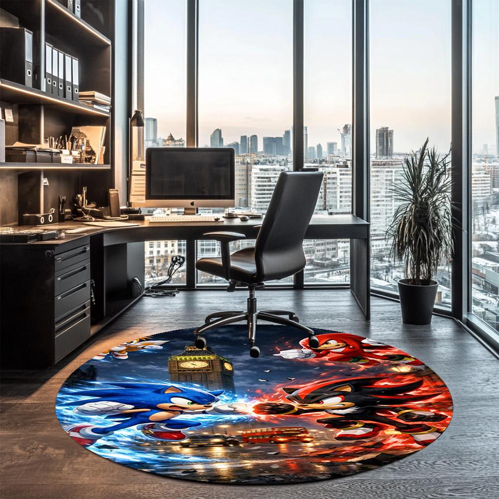 Runder Sonic-Teppich Teppich Stuhlteppich Bereichsteppich Eingang Fußmatten, für Bürostuhl Wohnzimmer Schlafzimmer Küche.