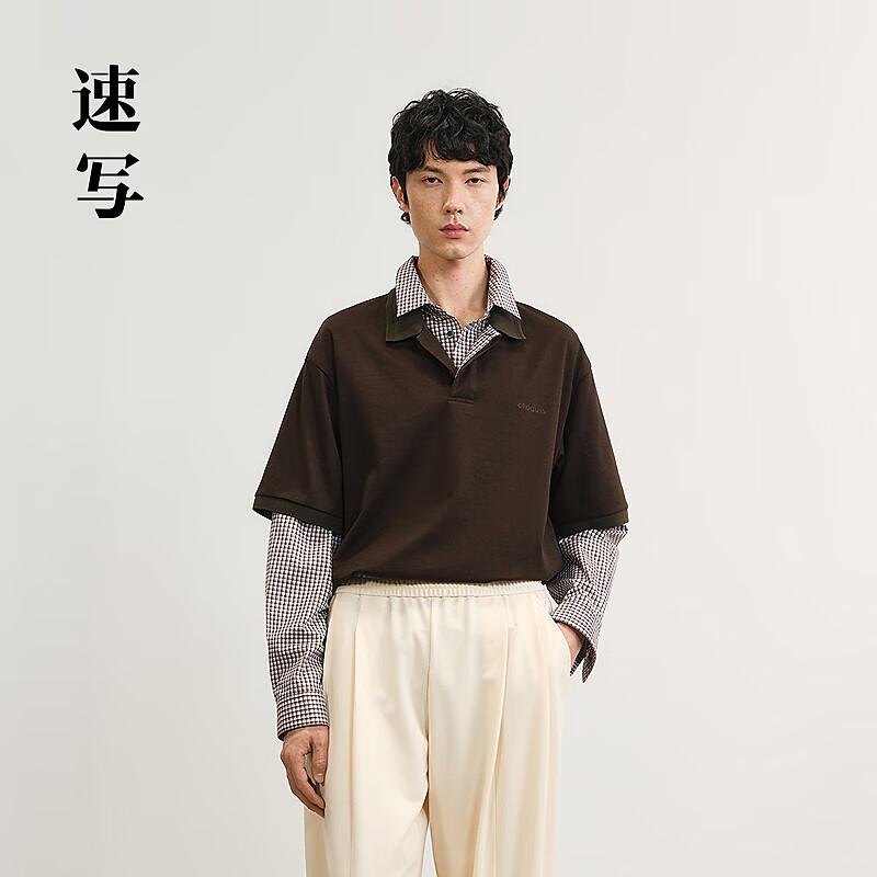 CROQUIS Men s 2025 Spring Double Layer Collar Long Sleeve Shirt L
