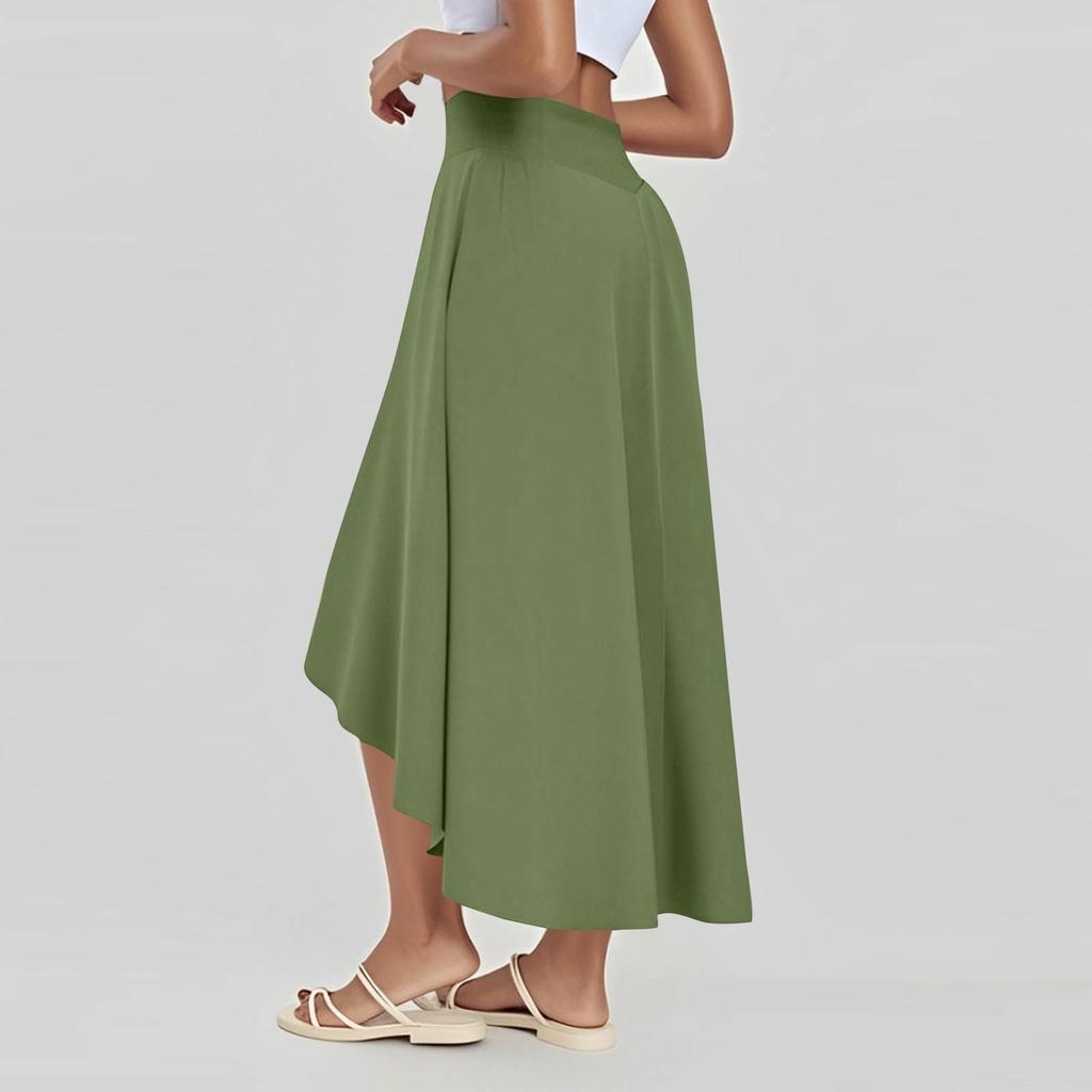 Women's Fashion Casual Solid Colour Slit Ruffle High Waist Fluttering Shorts Skirt