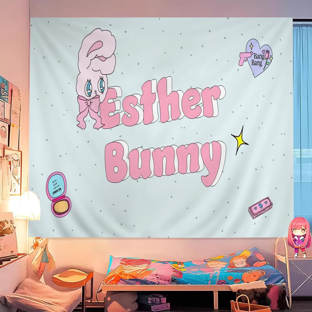 E-Esther-B-Bunny Colorful Tapestry Wall Hanging Hippie Flower Wall Carpets Dorm Decor Japanese Tapestry