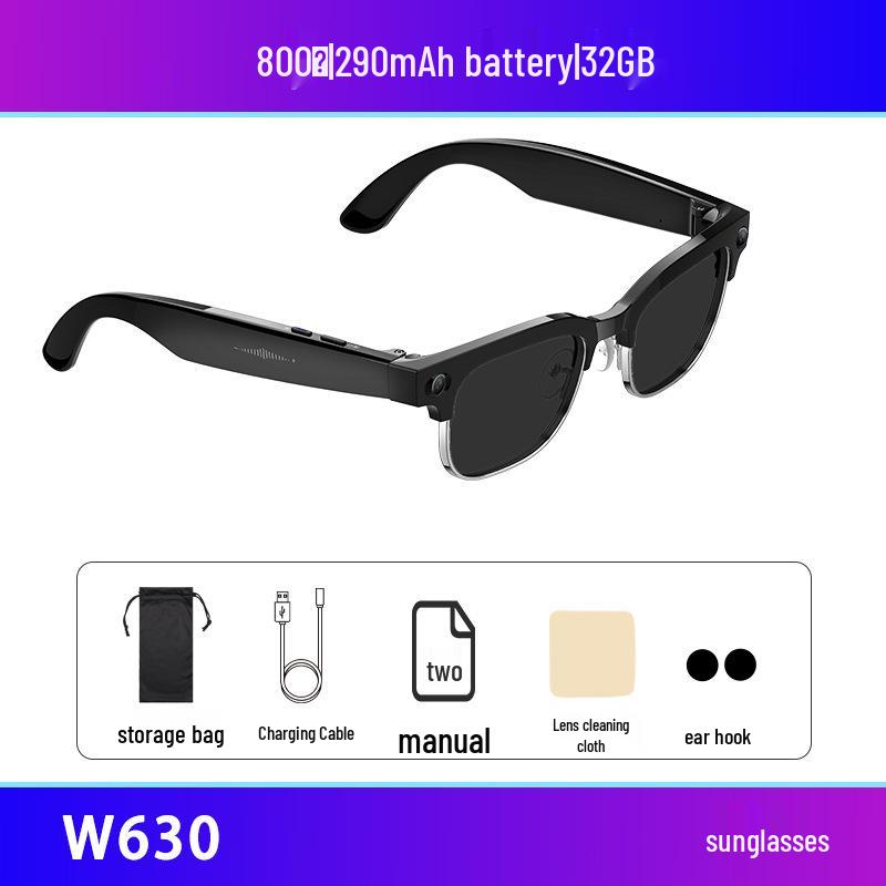 AI Smart Glasses: Video Recording, Bluetooth Audio, Call Support, 8MP Camera, Auto Translation, Color-Changing.
